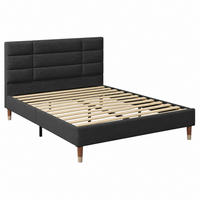 POLSTERBETT 140/200 cm DE-03872, mit Leinenbezug, Kopfteil und Stauraum, in Schwarz - Schwarz, Holz (140/200cm) - ComfortXL