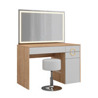 SCHMINKTISCH Adela Natural Rockford Hickory 115 cm mit LED Spiegel und Hocker - Weiß/Sonoma Eiche, Holzwerkstoff (115/76.4/55cm) - Vicco