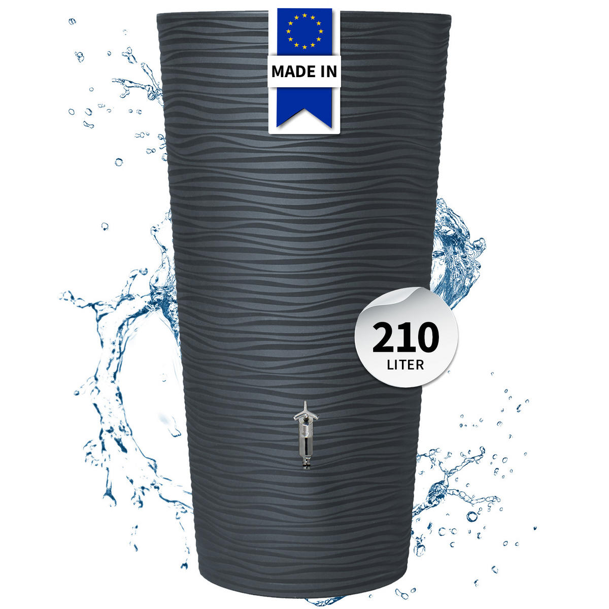 2IN1 Regentonne 210 L, graphite grey - Grau, Kunststoff (58/110/58cm) - GARANTIA