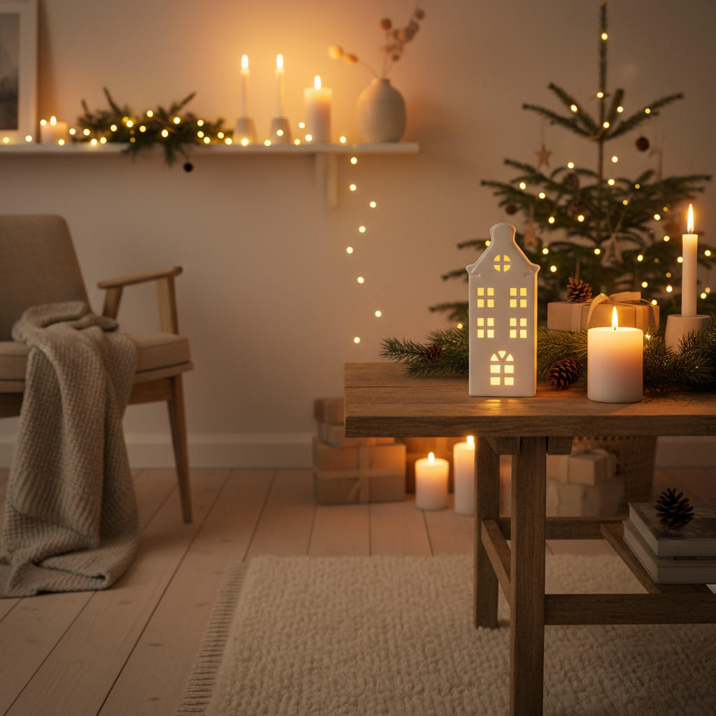 HAUSLAMPE LED Weiß 24 cm - Weiß, Keramik (5/23.5/9.6cm) - Home Styling Collection