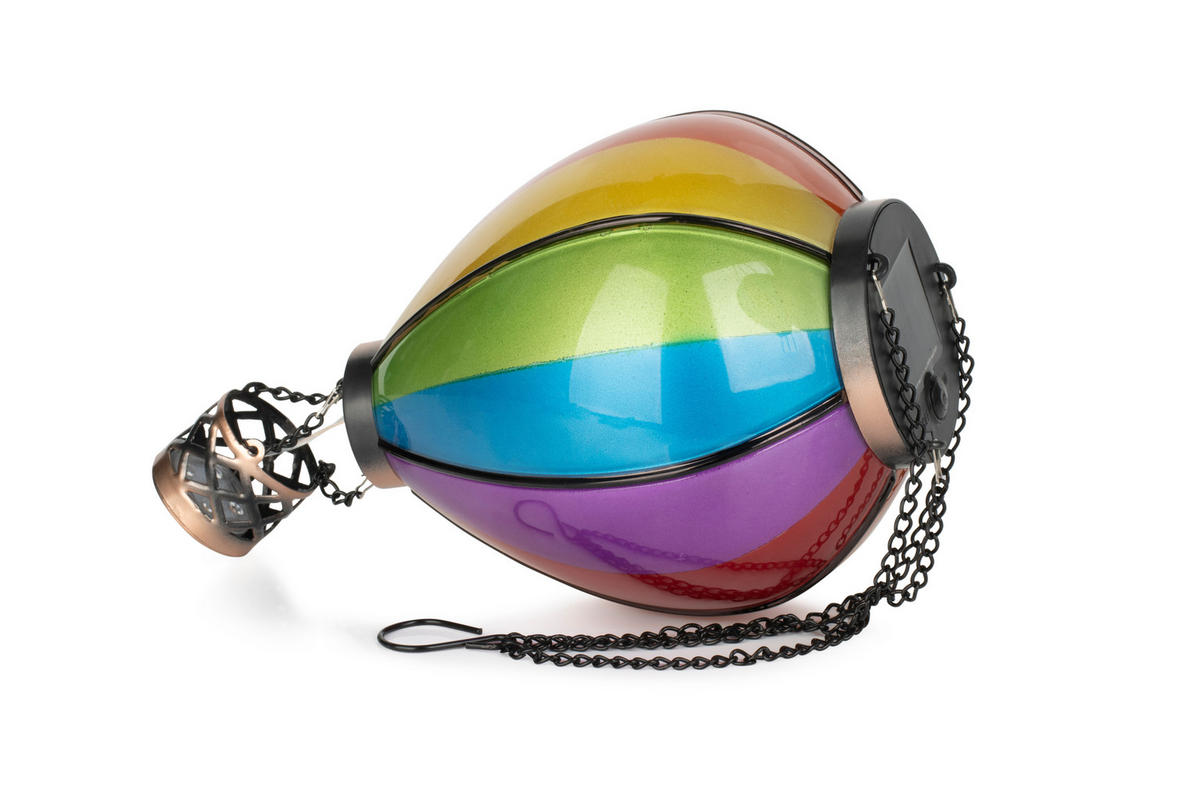LED-SOLAR Laterne Heißluftballon Metall-Kunststoff Ø19x58cm Regenbogen XL - Multicolor, Kunststoff (19/19/58cm) - Northpoint