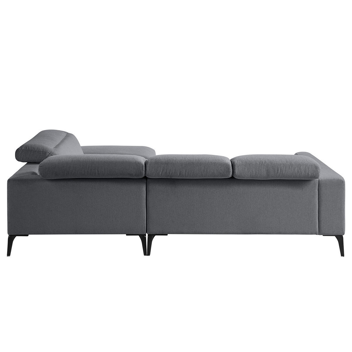 ECKSOFA mit Ottomane - Schwarz/Grau, Textil/Metall (263/238cm) - home24