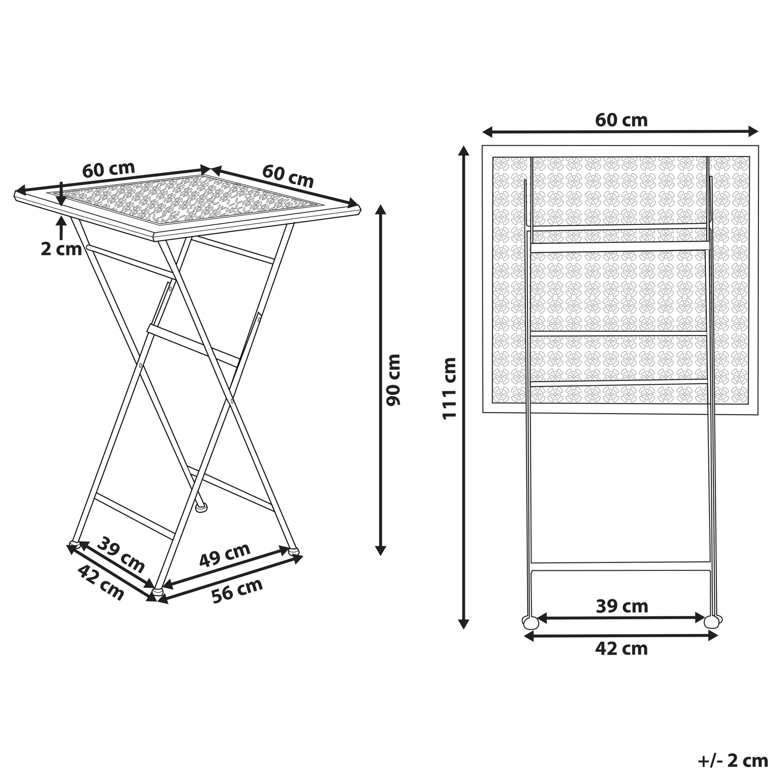 Thumbnail - Beliani Garten-Bartisch, Schwarz, Gold, Metall, Quadratisch, 60x90x60 cm, Gartenmöbel, Gartentische, Gartentische
