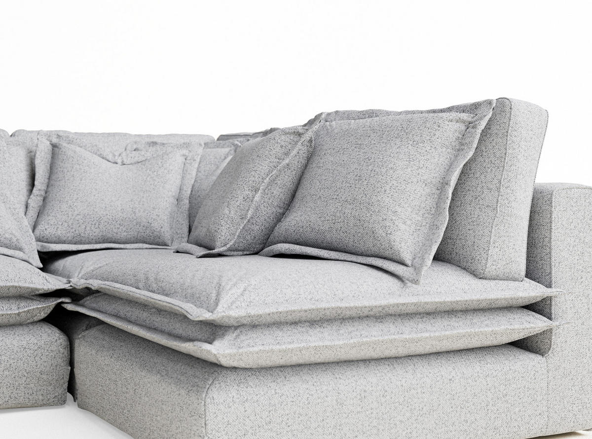 ECKSOFA Amalfi Hellgrau Webstoff - Hellgrau/Schwarz, Holz/Holzwerkstoff (238/222cm) - Maison de Reve