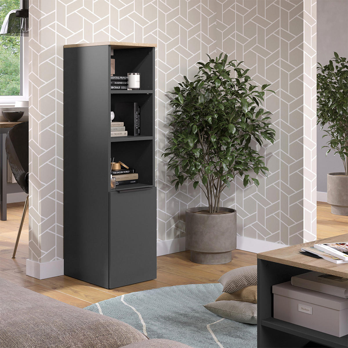 UNIVERZÁLNÍ SKŘÍŇ Wido Anthracite/Sonoma - antracitová, kompozitní dřevo (30.2/120/40cm) - Vicco