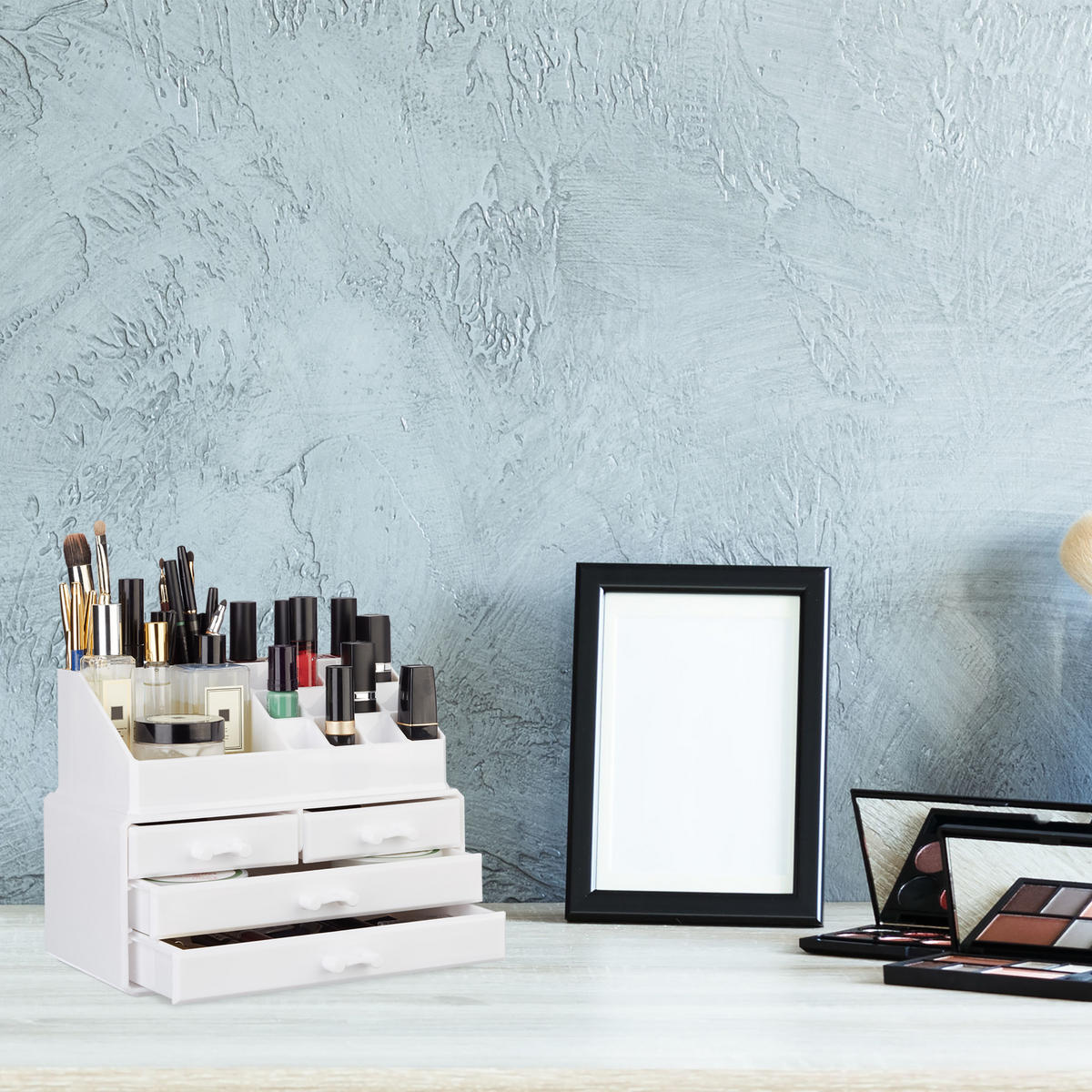 MAKEUP Organizer - Weiß, Kunststoff (24/19/13.5cm) - Relaxdays