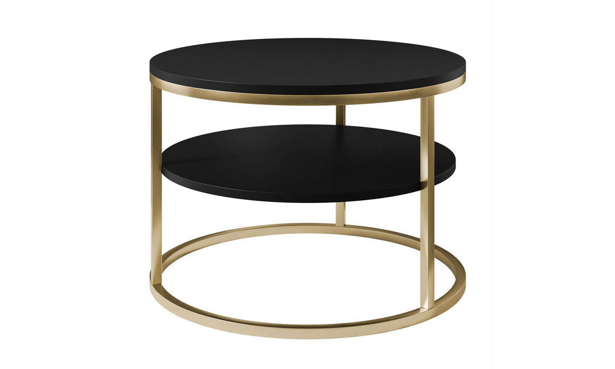 COUCHTISCH CIRI SLIM MAT Ø60/41 cm gebürstetes Gold / schwarz matt - Goldfarben/Schwarz, Holzwerkstoff/Metall (60/60/41cm) - Lookway