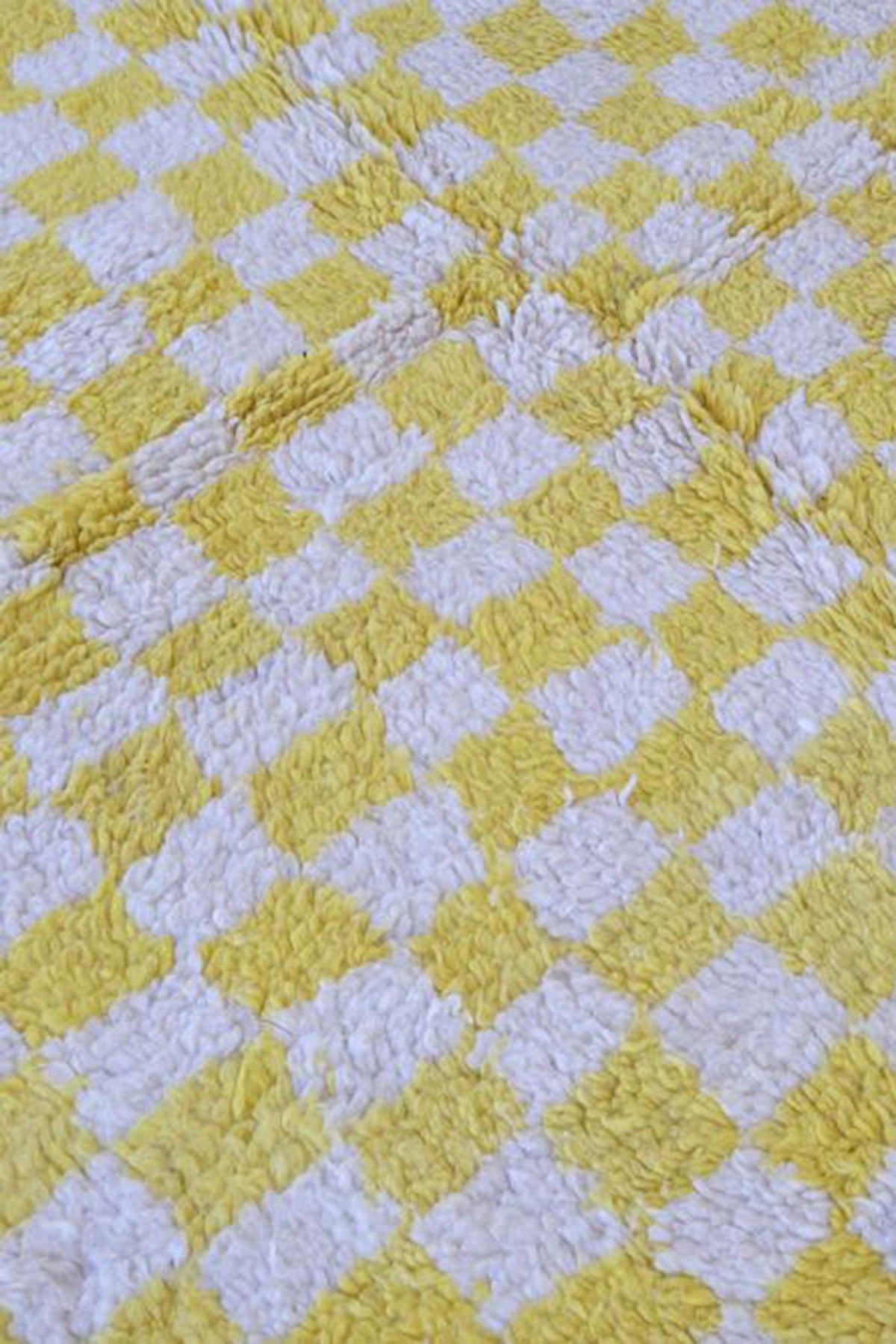 BERBERTEPPICH aus Marokko aus Wolle kariert gelb - Gelb, Naturmaterialien (160/257cm) - AFK Living