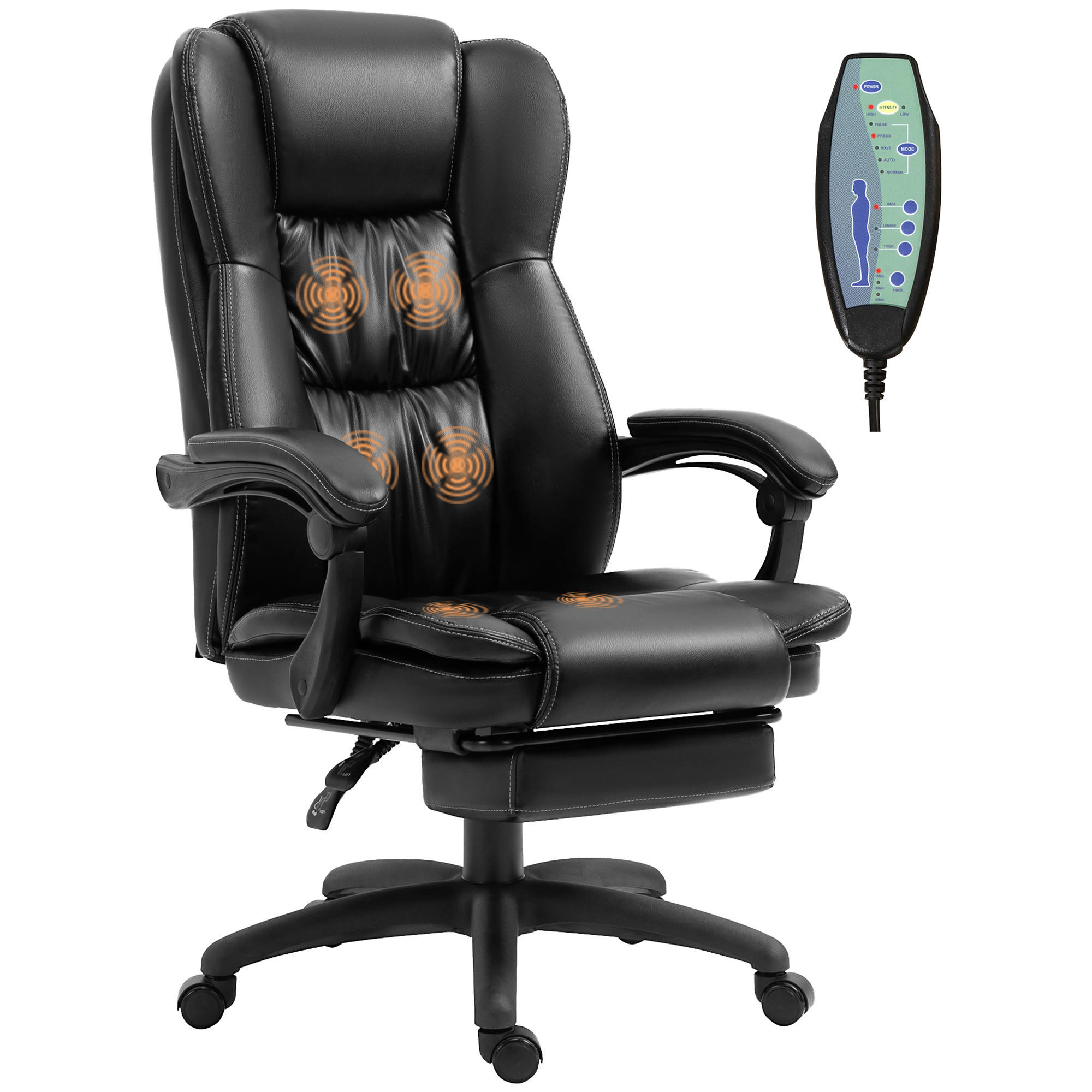 CHEFSESSEL DE-11748 mit Massagefunktion & neigbarer Rückenlehne Schwarz - Schwarz, Metall (68.5/121/68.5cm) - ComfortXL