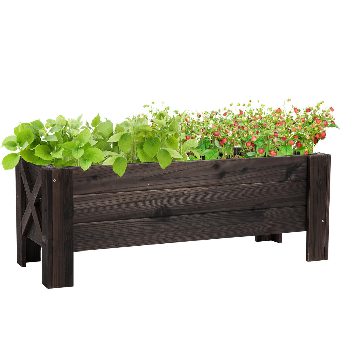 HOCHBEET DE-12101 100/36/36 cm mit Bewässerungseinsätzen Natur - Braun, Holzwerkstoff (100/36/36cm) - ComfortXL