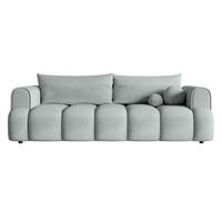SCHLAFSOFA Dandelino Hellgrau Velours - Hellgrau/Schwarz, Kunststoff/Textil (250/90/112cm) - Selsey