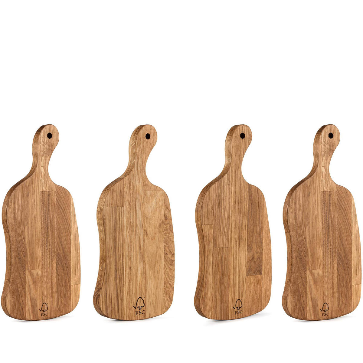 SCHNEIDEBRETT Holz Eiche geölt LIVO 4-tlg - Eichefarben, Holz (16/33cm) - KONSIMO®