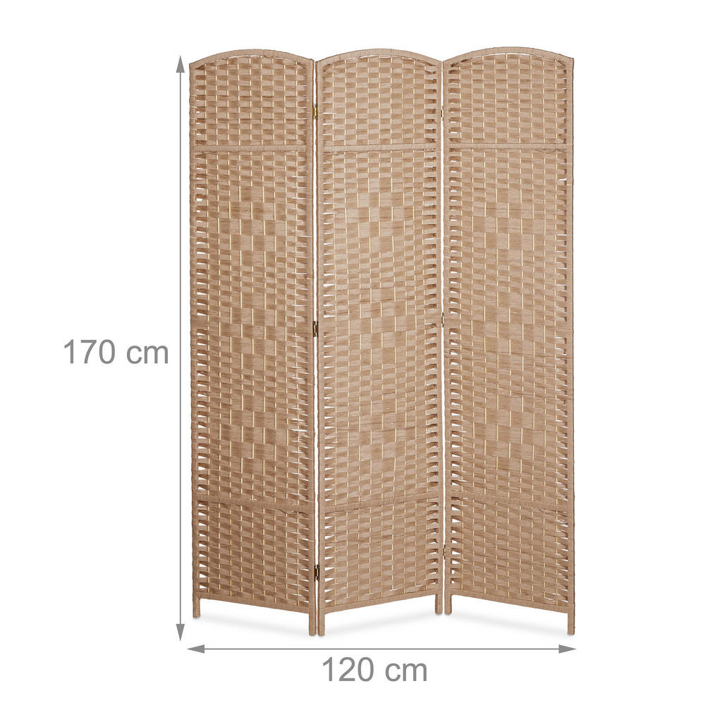 Thumbnail - Relaxdays Paravent, Hellbraun, Papier, Holz, 120x170x2 cm, Wohnzimmer, Raumteiler & Paravents, Paravents