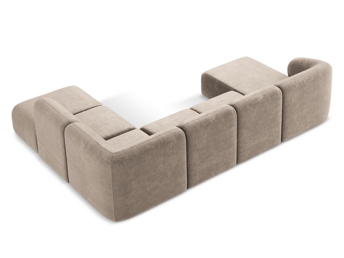 ECKSOFA Rechts Samt Stoff Grau - Taupe/Schwarz, Holzwerkstoff/Kunststoff (178/166cm) - Makamii