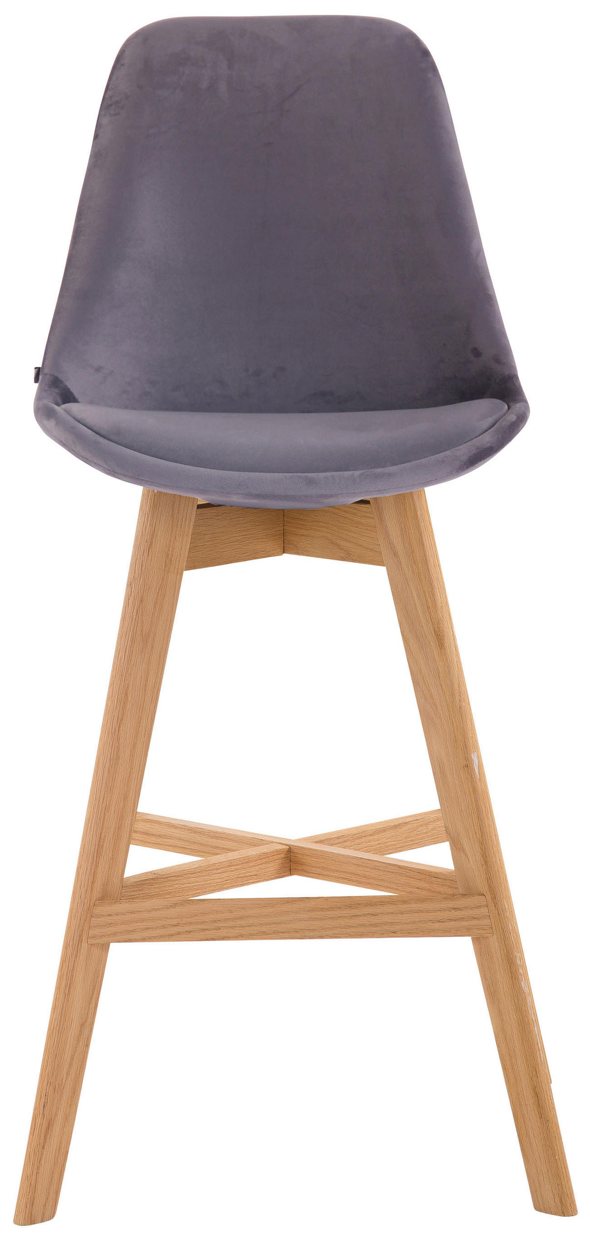 BARHOCKER Samt dunkelgrau - Eukalyptusholzfarben/Dunkelgrau, Holz/Textil (48/112/56cm) - CLP