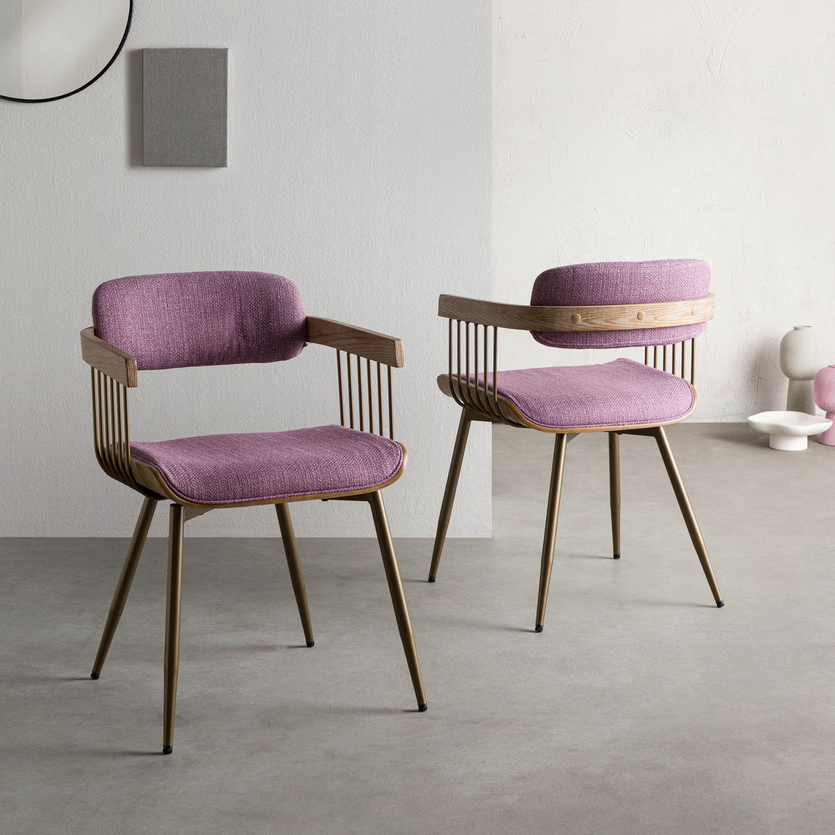STUHL Massivholz 51 x 53 x 78 cm violett POLSTERSTÜHLE #01 - Violett, Holz (51/78/53cm) - Massivmoebel24