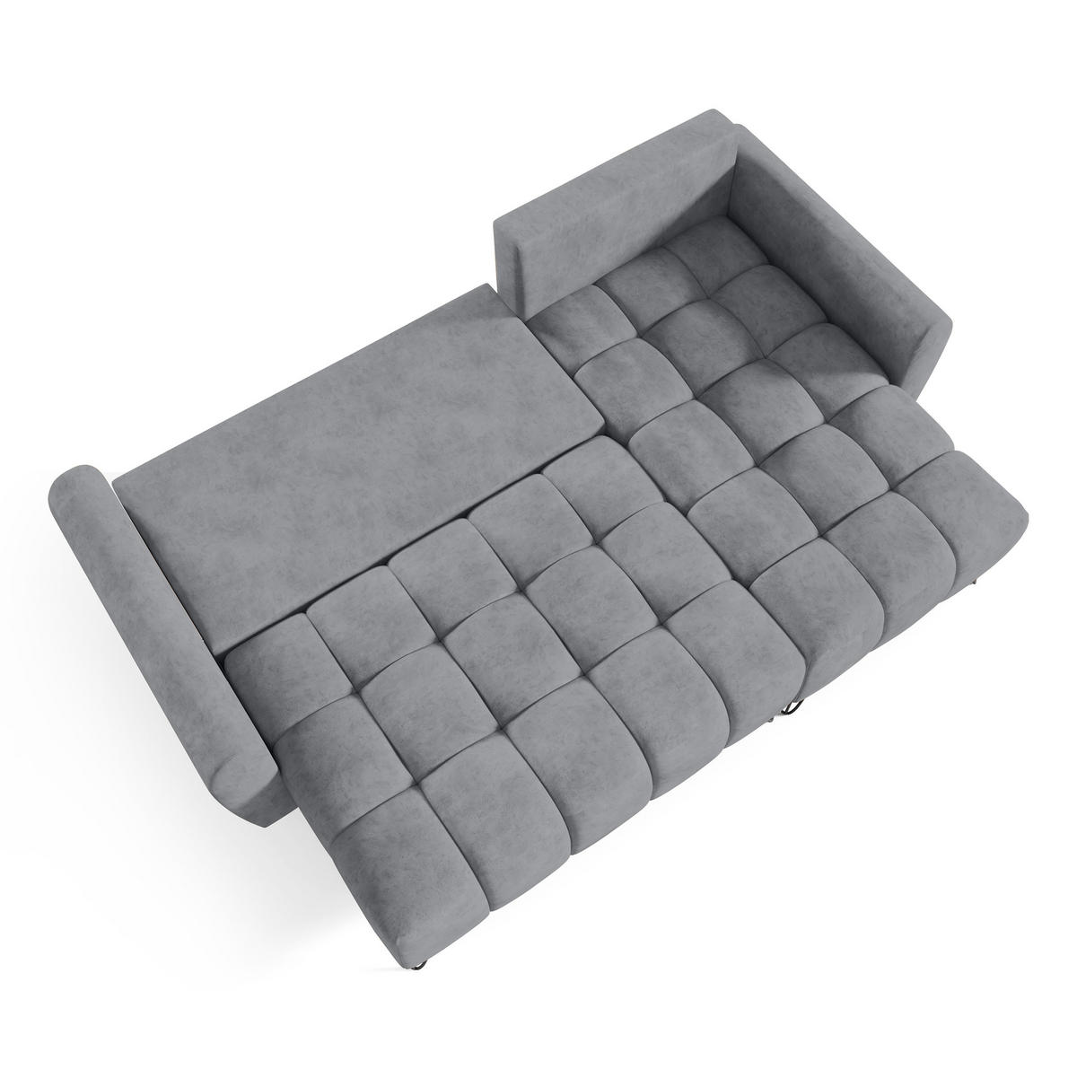 ECKSCHLAFSOFA Malaga Mini universeller Ottomane, Hellgrau - Hellgrau/Schwarz, Textil (222/148cm) - Beautysofa