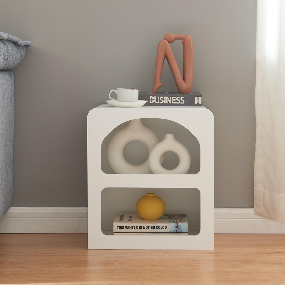 NACHTTISCH Vågå - Weiß, Holzwerkstoff (40/45/30cm) - [en.casa]