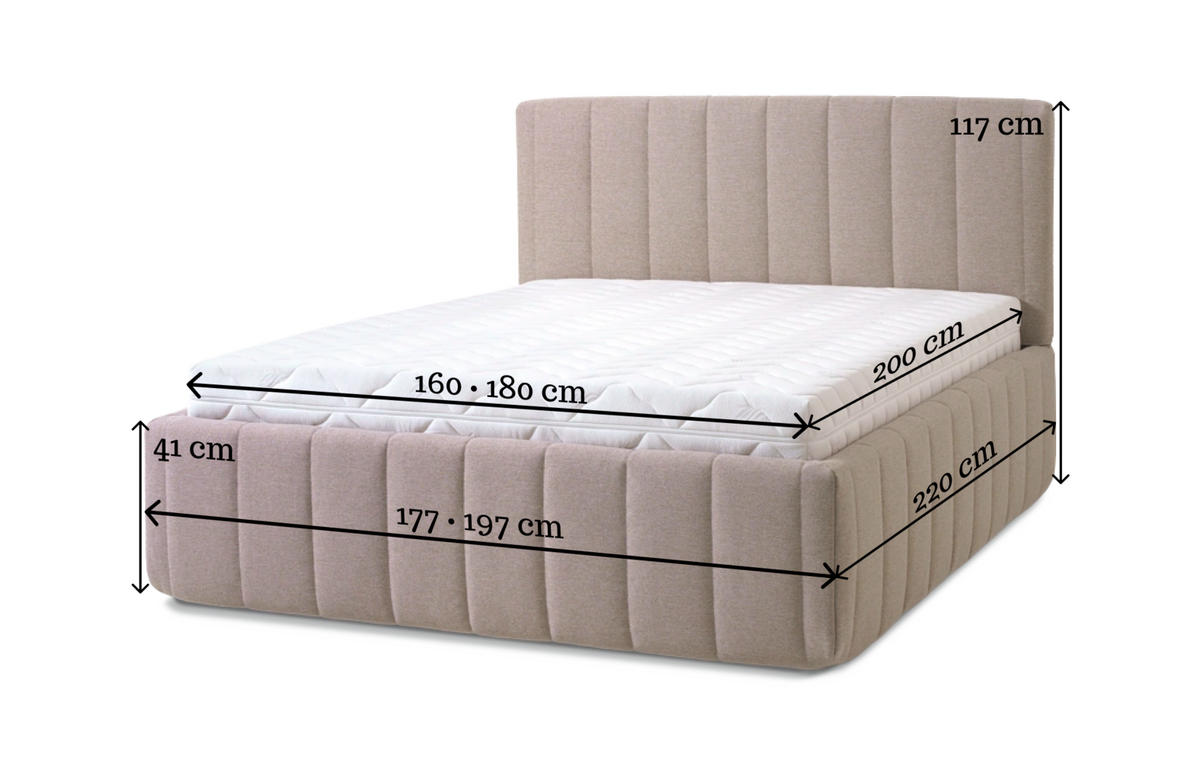 POLSTERBETT Calma Grande 160x200 in Plüsch Chocolate - Dunkelbraun, Holz (160/200cm) - Letti Moderni