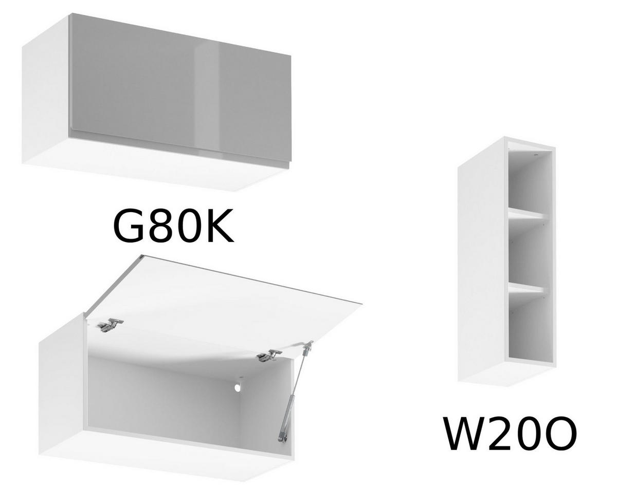 KÜCHENZEILE 500 cm – Aspen KA2-M500 - in Grau/Hochglanz - Grau, Holz (500/212/58cm)