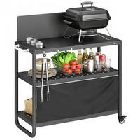 GRILLWAGEN DE-13848 3 Ebenen mit Windschutz & Schutzplane Schwarz - Schwarz, Metall (46/110/107cm) - ComfortXL