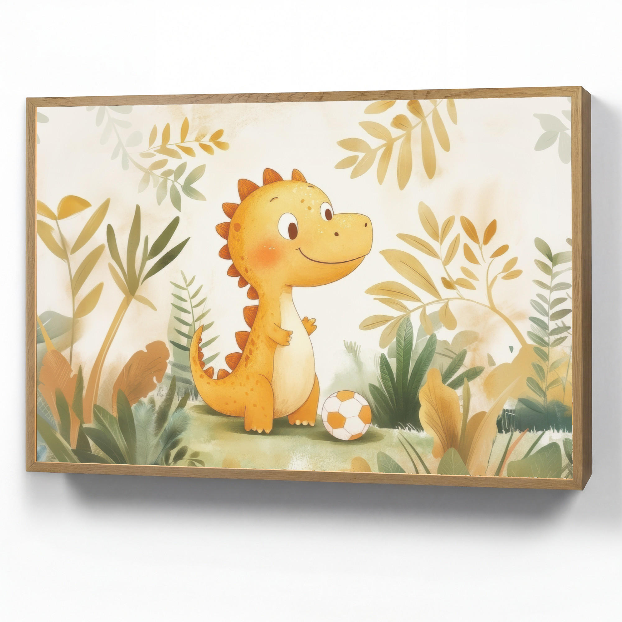 NACHTTISCHLAMPE MIT AKKU Dino - Fußball - Orange 90x60 cm - Beige, Holzwerkstoff (8/90/60cm) - OnlyWow