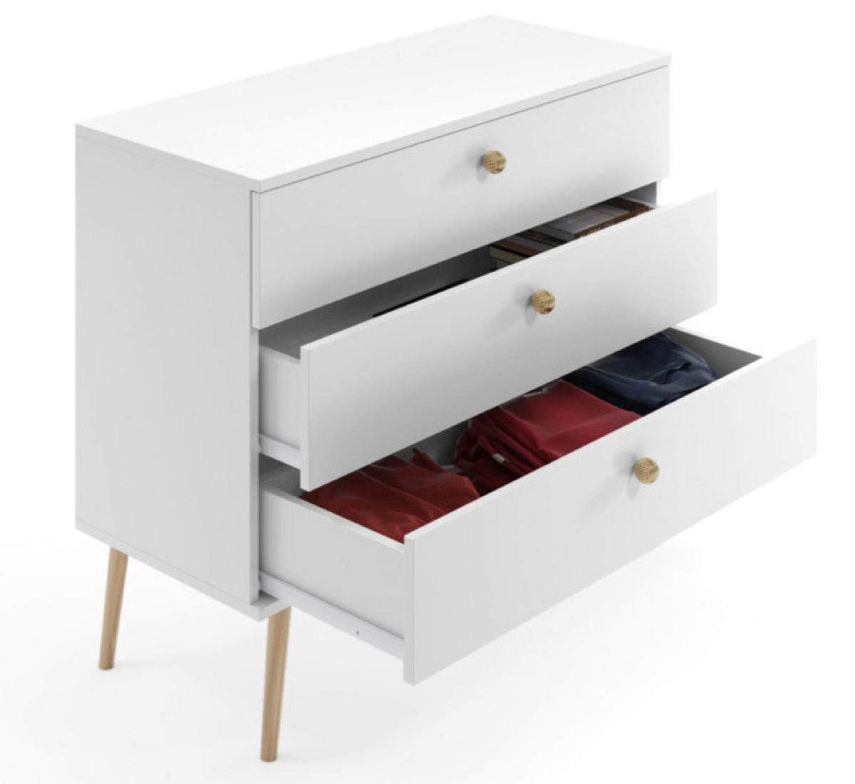 SIDEBOARD Weiß Matt Mit Schubladen - Weiß, Holzwerkstoff (100/85/41cm) - Sepro Meble