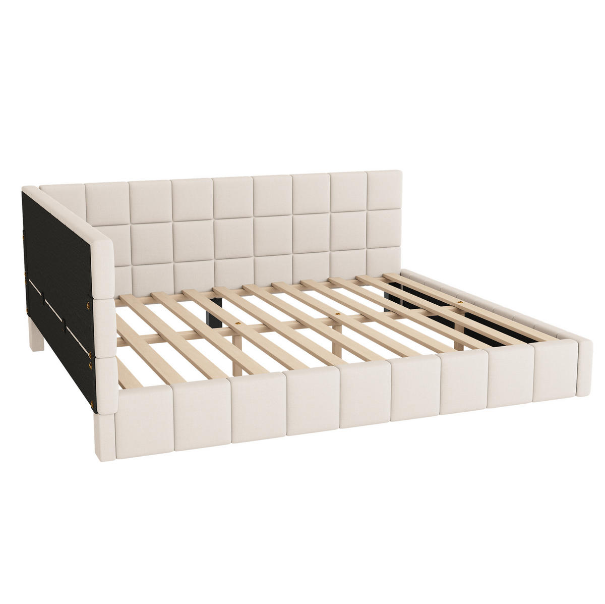 POLSTERBETT 160/200 cm beige aus Stoff mit umbaubarer Rückenlehne - Beige, Textil (160/200cm) - OKWISH