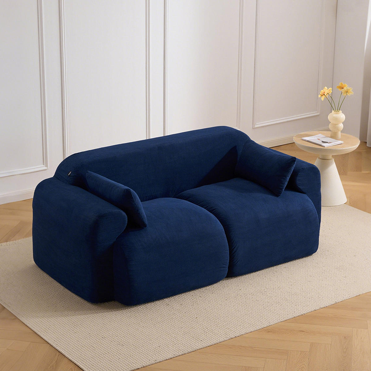 2-SITZER-SOFA Hochsättigung komprimiert, DE-42530, Dunkelblau - Dunkelblau, Textil (186/76/95cm) - ComfortXL