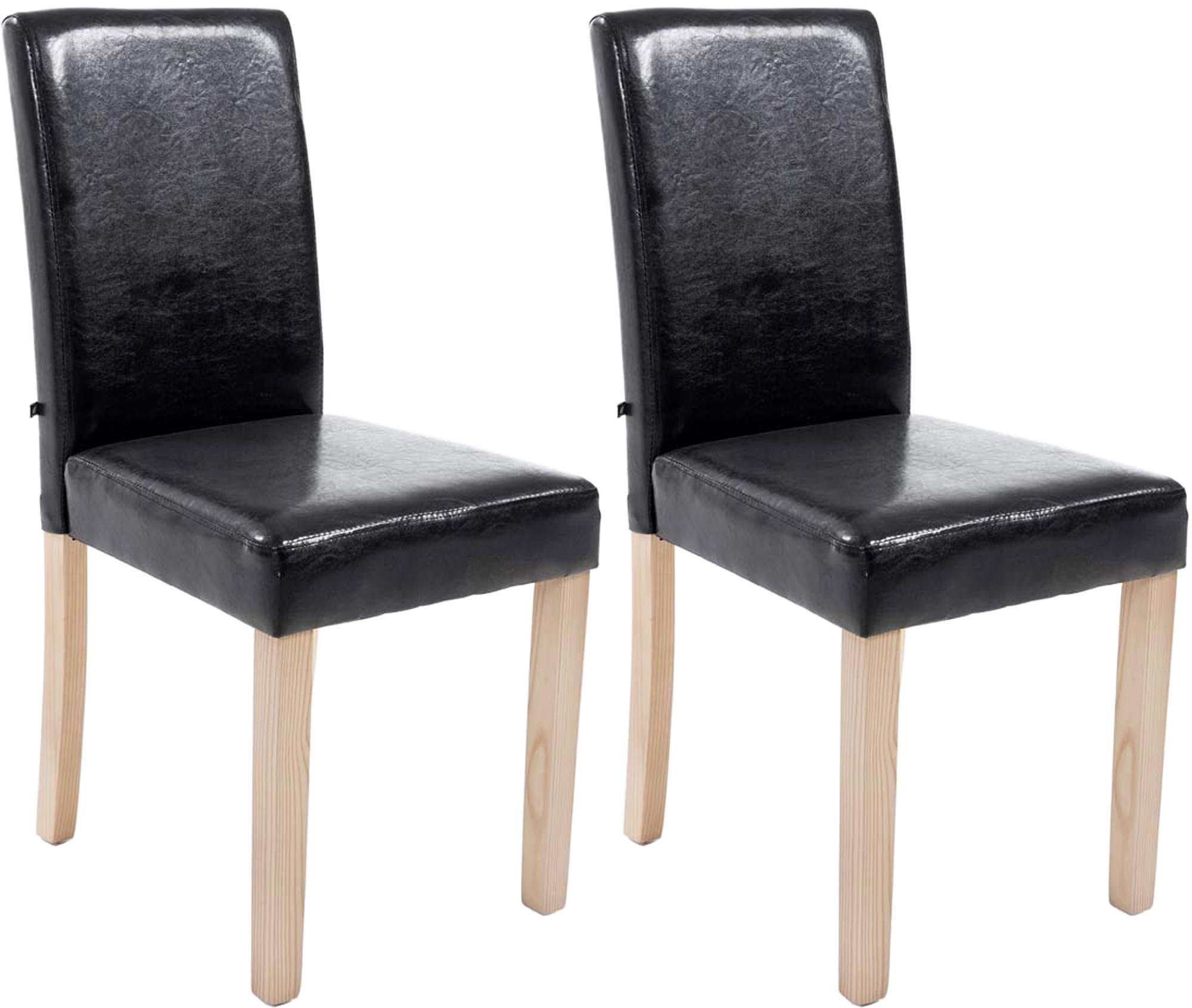 ESSZIMMERSTUHL Ines, 2er Set Kunstleder, Gestell Holz Natura Schwarz - Schwarz/Naturfarben, Holz/Textil (41/91/47cm) - TPFLiving