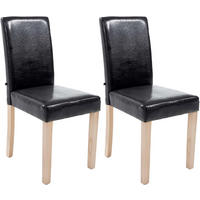 ESSZIMMERSTUHL Ines, 2er Set Kunstleder, Gestell Holz Natura Schwarz - Schwarz/Naturfarben, Holz/Textil (41/91/47cm) - TPFLiving