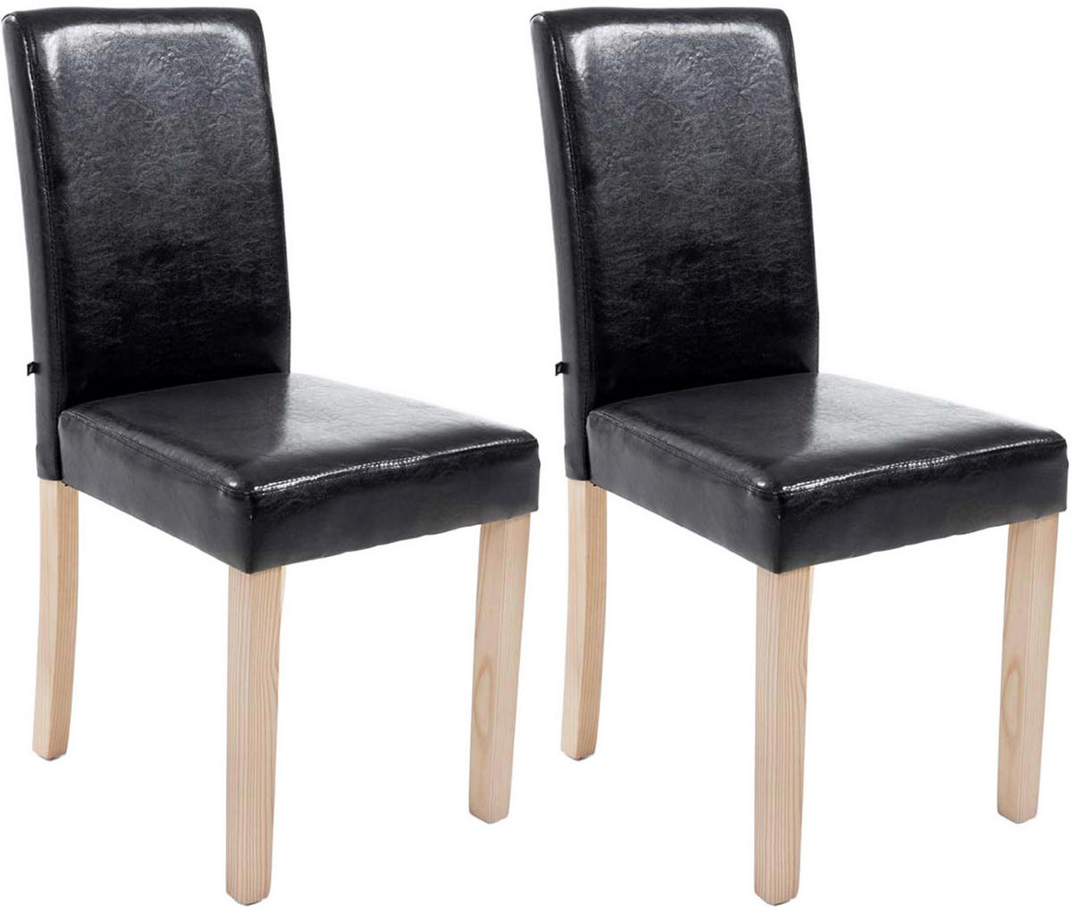 ESSZIMMERSTUHL Ines, 2er Set Kunstleder, Gestell Holz Natura Schwarz - Schwarz/Naturfarben, Holz/Textil (41/91/47cm) - TPFLiving