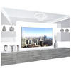 WOHNZIMMERWAND Schrankwand mit LED Weiß / Glamourholz - Weiß/Grau, Holz (300/180/36cm) - B BELINI GROUP