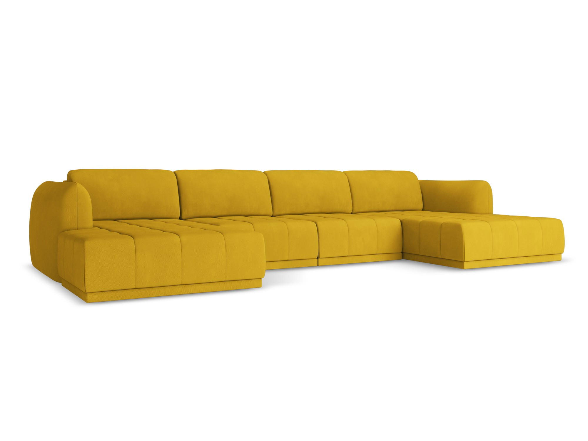 WOHNLANDSCHAFT Chenille Stoff Gelb - Currygelb/Gelb, Kunststoff/Textil (370/74/170cm) - Makamii