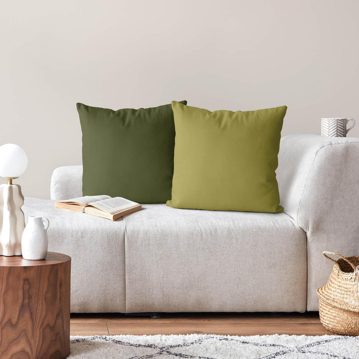 DEKOKISSEN 2er-Set Lindgrün Bambus Gentle lime Duo 40/40 cm - Grün, Textil (40/40cm) - Bilderwelten