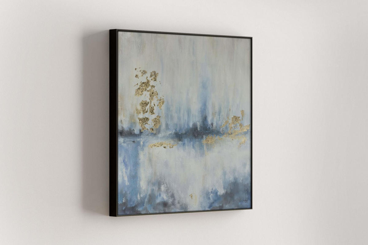 ACRYLBILD HANDGEMALT 80/80 cm - Blau/Beige, Holz/Textil (80/80cm) - KUNSTLOFT
