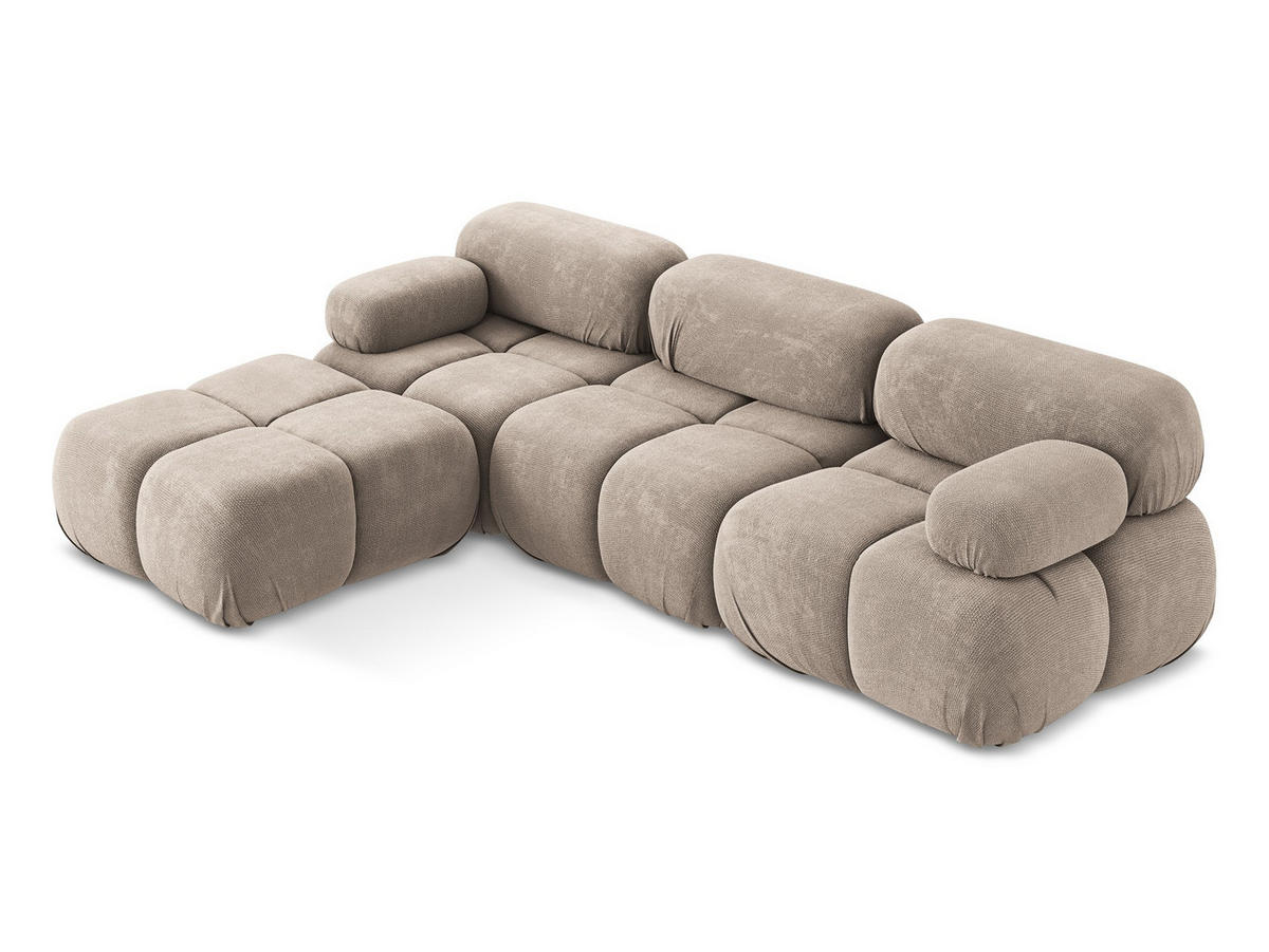 ECKSOFA Beidseitig Chenille Stoff Beige - Beige/Schwarz, Kunststoff/Textil (285/191cm) - Makamii