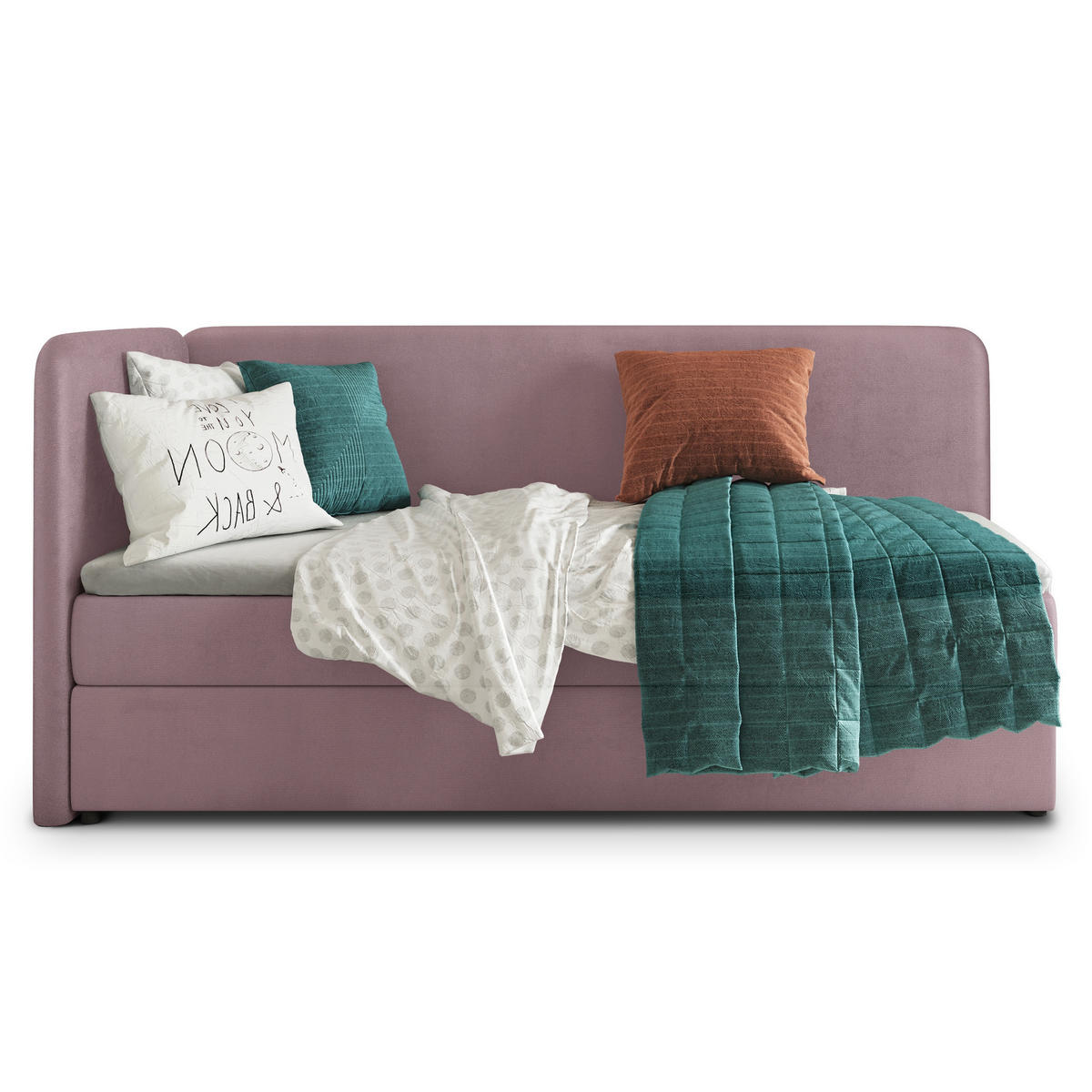 POSTEL BOXSPRING GINA 100x200 cm, s matrací a úložným prostorem, starorůžová - starorůžová, kompozitní dřevo/textil (100/200cm) - MASSENO