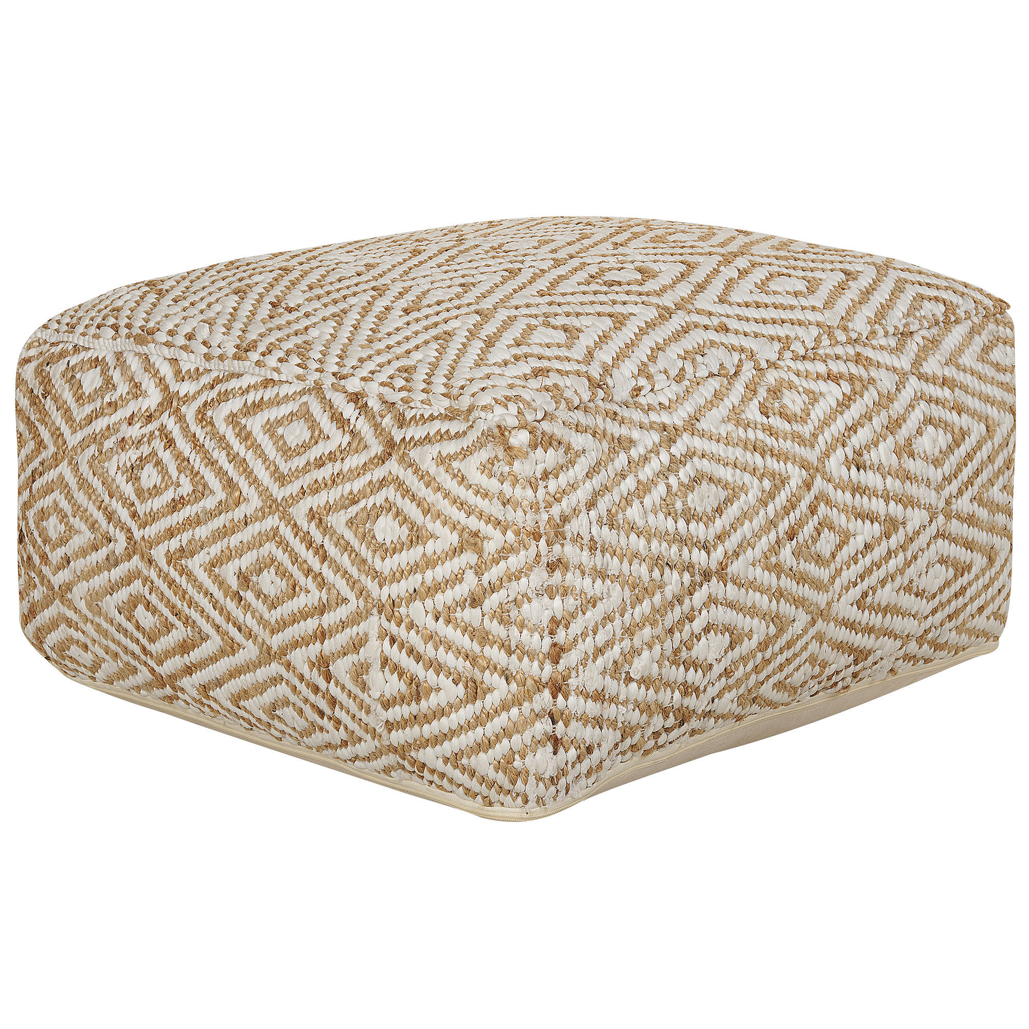 POUF Beige Maski - Beige/Weiß, Naturmaterialen (60/30/60cm) - Beliani