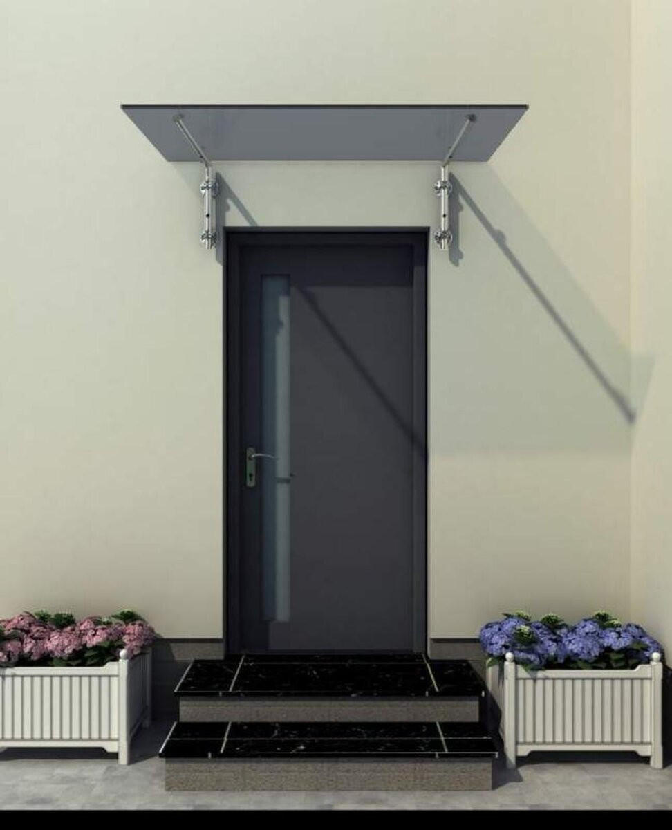 GLASVORDACH 120x90 cm Sicherheitsglas Edelstahl Grauglas L-Silber - Grau, Glas (120/1.31/90cm) -  Glaswerk Westfalen