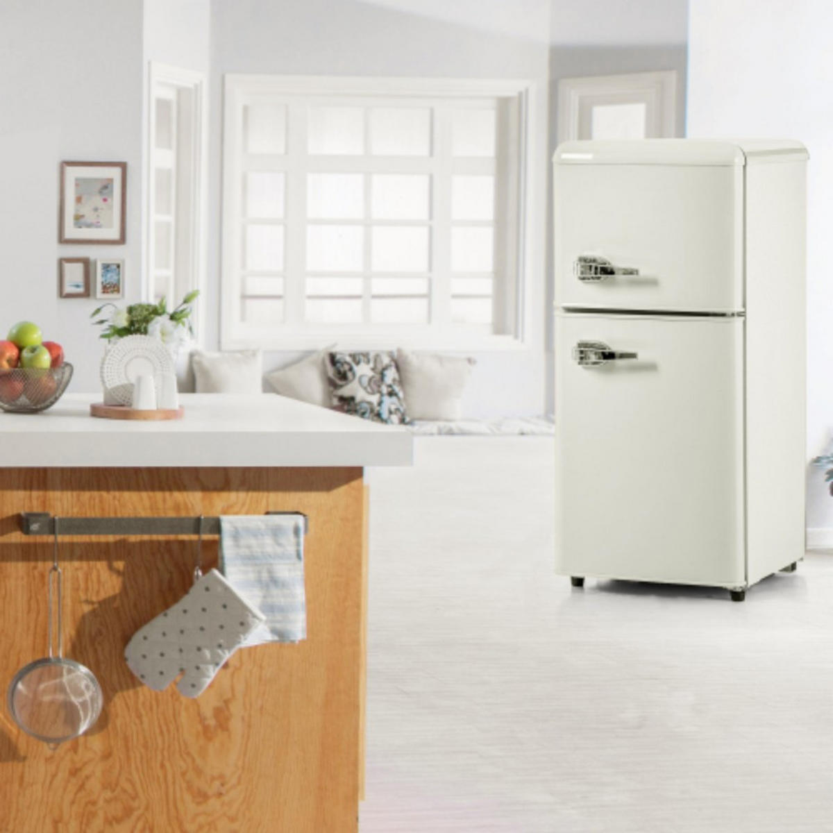 MINIKÜHLSCHRANK Cremeweißen 88.8/45.5/42.5 cm 60L - Ecru, Kunststoff/Metall (45.5/42/88.8cm)