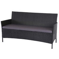 3-SITZER POLY-RATTAN GARTENBANK Anthrazit, Grau - Anthrazit/Grau, Kunststoff (154/82/60cm) - MCW