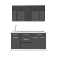 SAMOSTATNÁ KUCHYŇA Fame-Line, Antracit vysoký lesk/biely, 150 cm, AP Marble - biela/čierna s vysokým leskom, kompozitné drevo (150/82/60cm) - Vicco