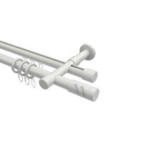 RUNDROHR-INNENLAUF-GARDINENSTANGEN-SET Prestige Zoena 240 cm (geteilt in 2 x 120 cm), 2-läufig, 20 mm Ø Weiß - Weiß, Metall (240cm) - INTERDECO