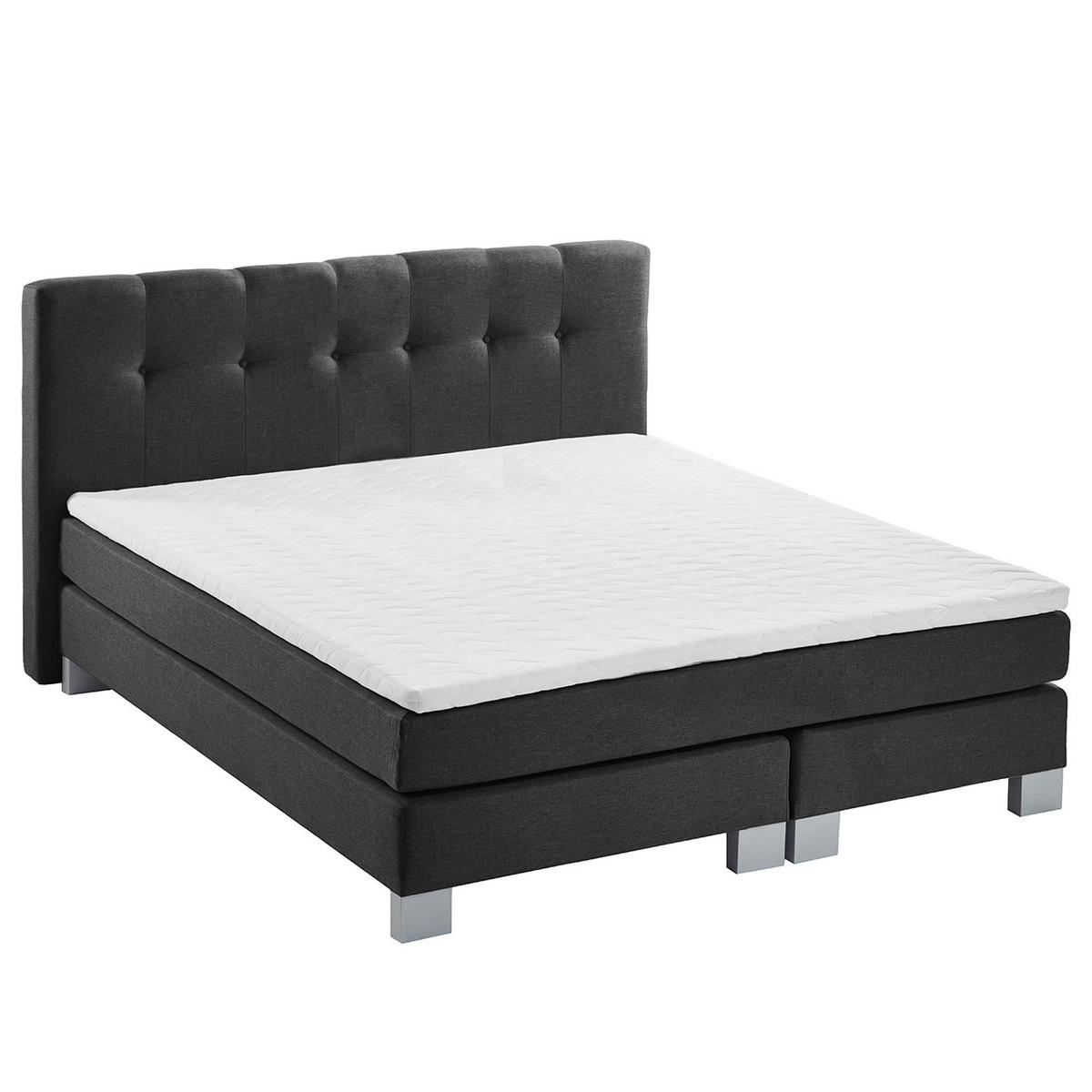 BOXSPRINGBETT - Webstoff - Grau, Textil (180/200cm) - home24