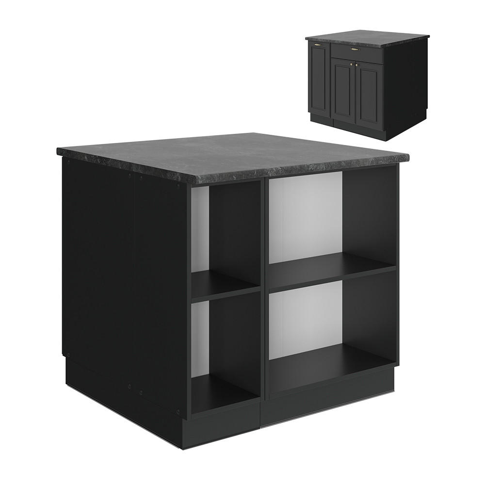 KUCHYŇSKÝ OSTROV Fame-Line Anthrazit-Gold Landhaus - antracitová, kompozitní dřevo (90/82/60cm) - Vicco