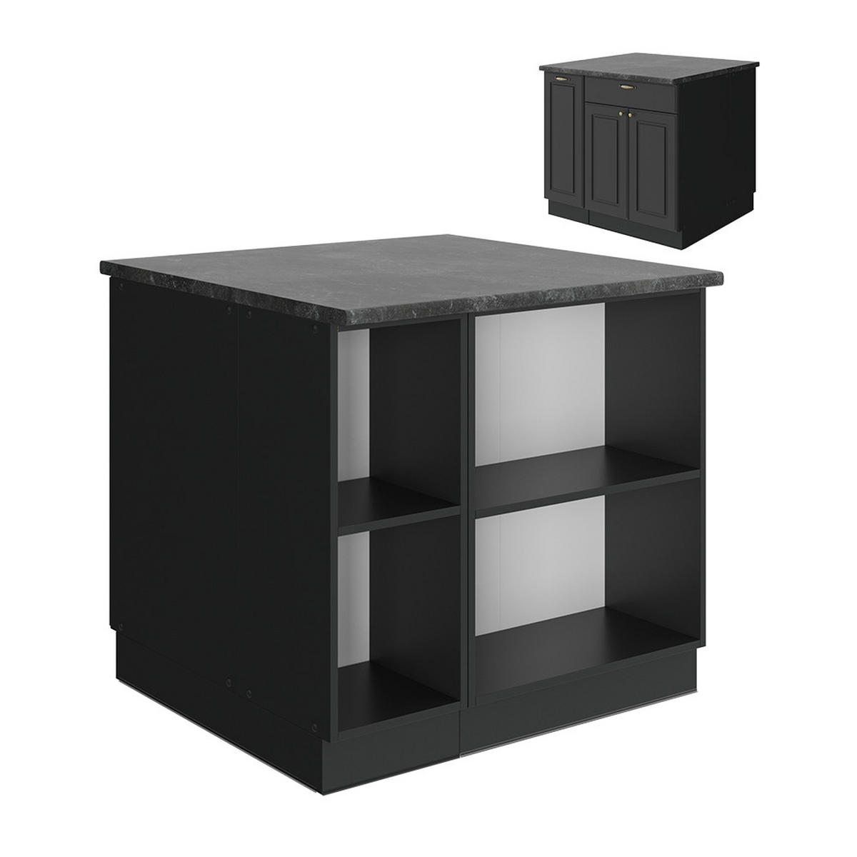 KUCHYŇSKÝ OSTROV Fame-Line Anthrazit-Gold Landhaus - antracitová, kompozitní dřevo (90/82/60cm) - Vicco