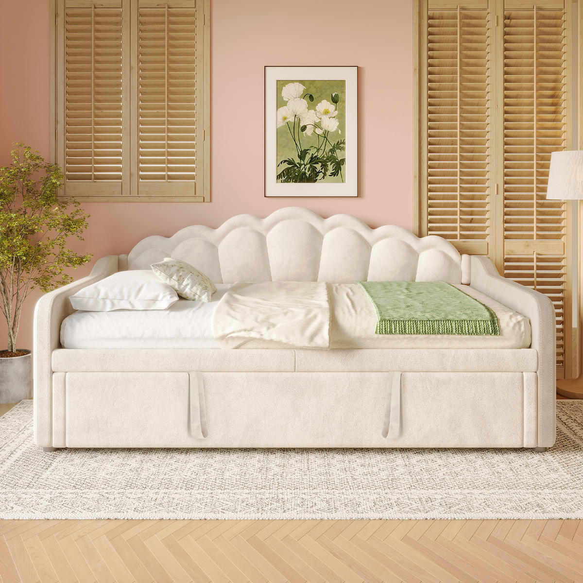DAYBETT 90/180x200 cm LED beige - Beige, Textil (180/200cm) - Fortuna Lai