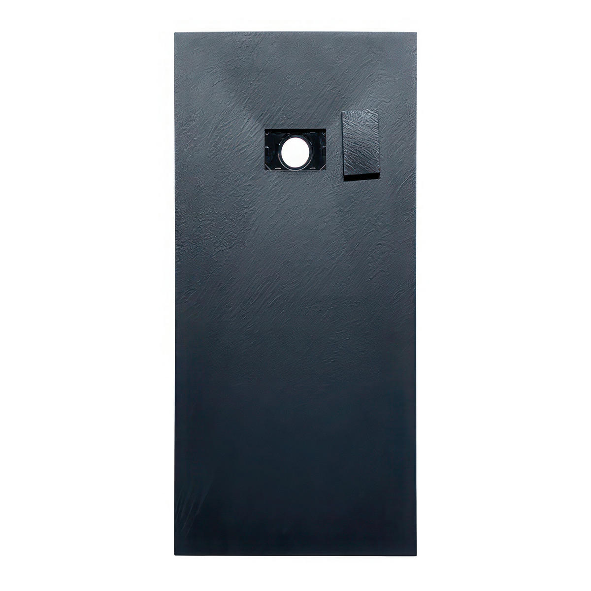 DUSCHWANNE vidar rechteckig schwarz, Steinoptik, 2-tlg. Set mit Ablaufgarnitur, 170/90/3,2 cm - Schwarz, Kunststoff (90/3.2/170cm) - bad land