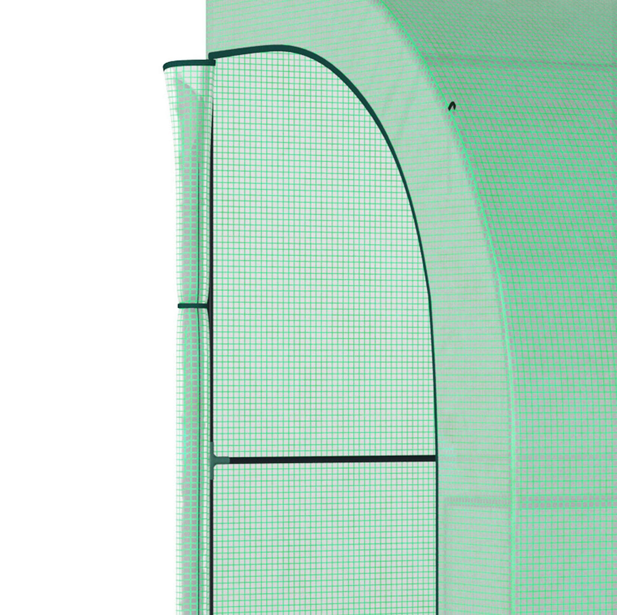 GEWÄCHSHAUS 300/213/150 cm Grün aus Kunststoff mit 6 Drahtregalen - Grün, Kunststoff (150/213/300cm) - OKMYHOME